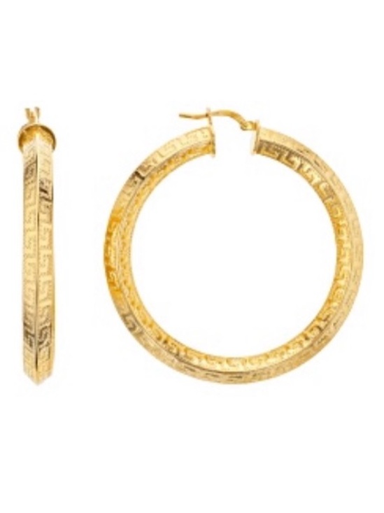 JTV Jewelry - JTV MODA AL MASSIMO(R) 18K YELLOW
GOLD OVER BRONZE GREEK KEY
TUBE HOOP EARRINGS